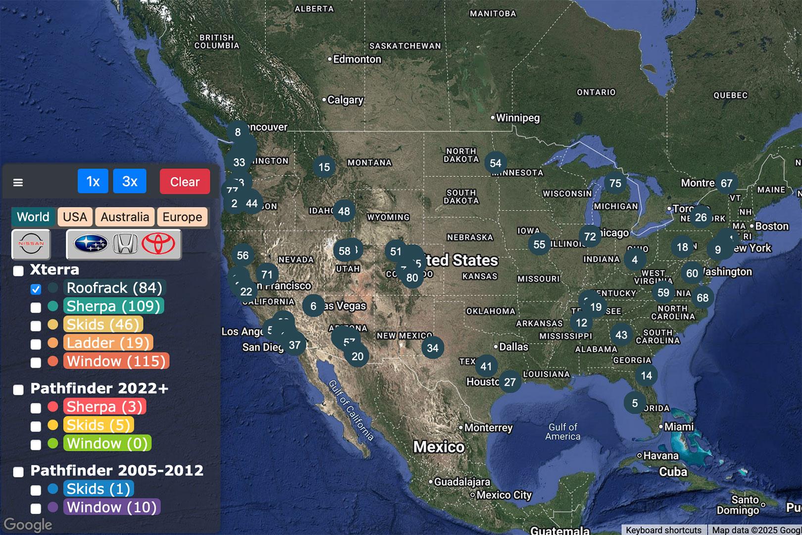 Map of past sales