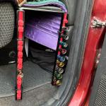 Stools behind driver